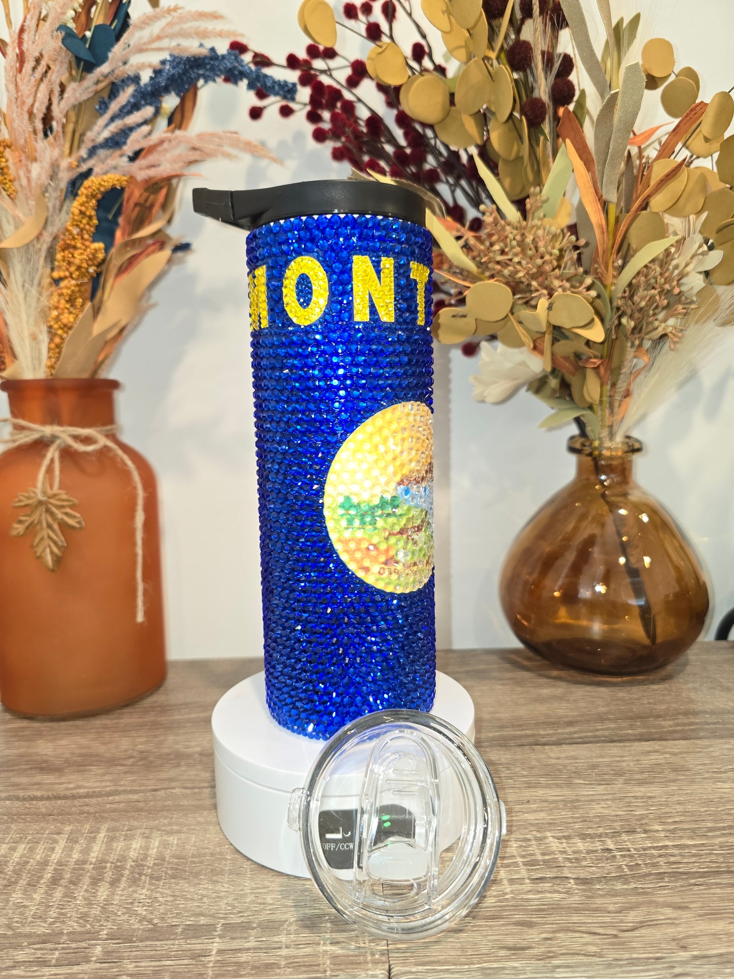 Montana Flag Rhinestone tumbler