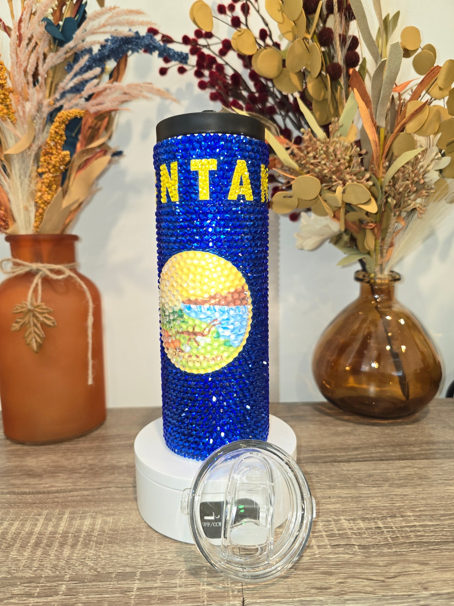 Montana Flag Rhinestone tumbler
