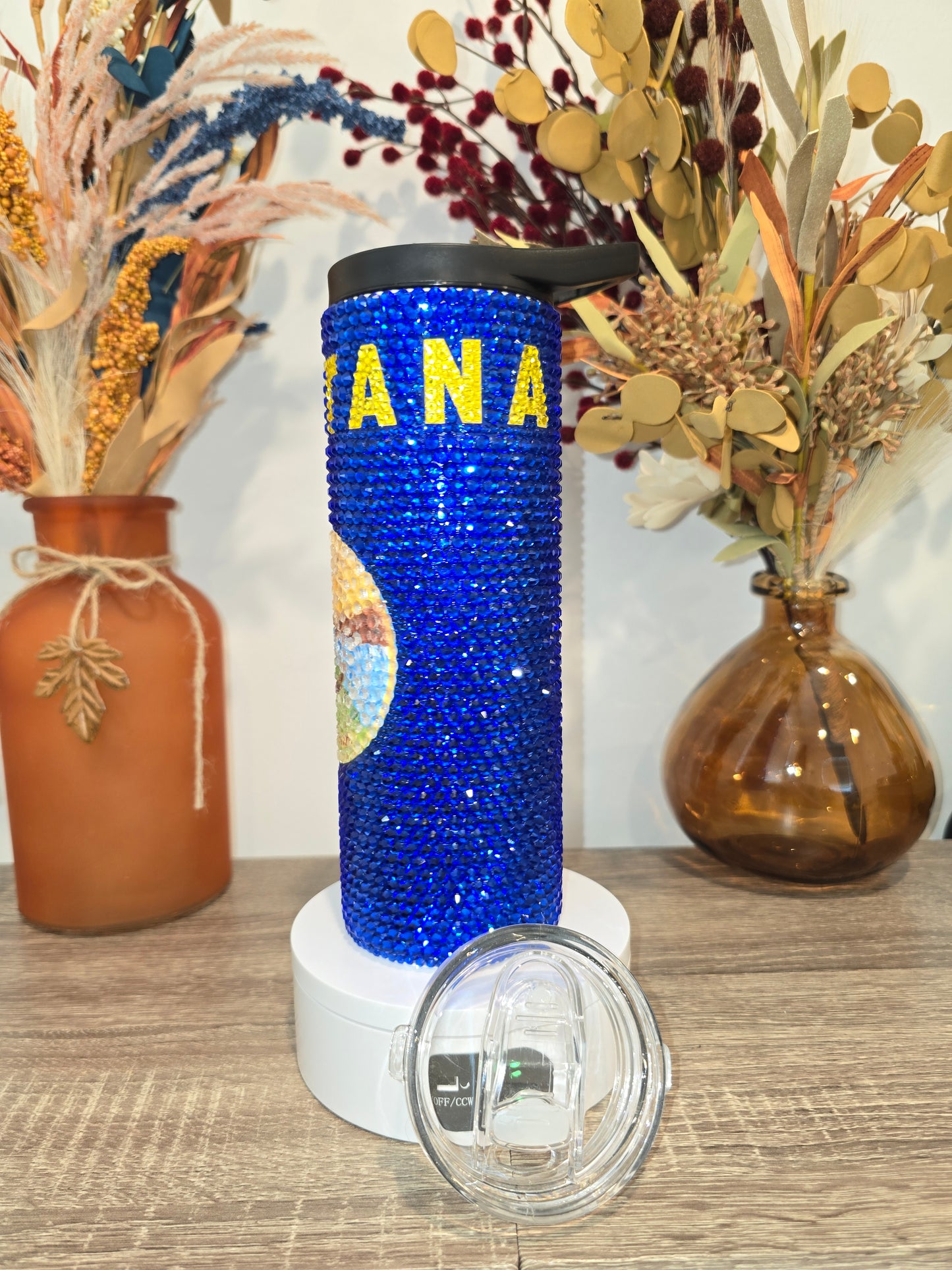 Montana Flag Rhinestone tumbler