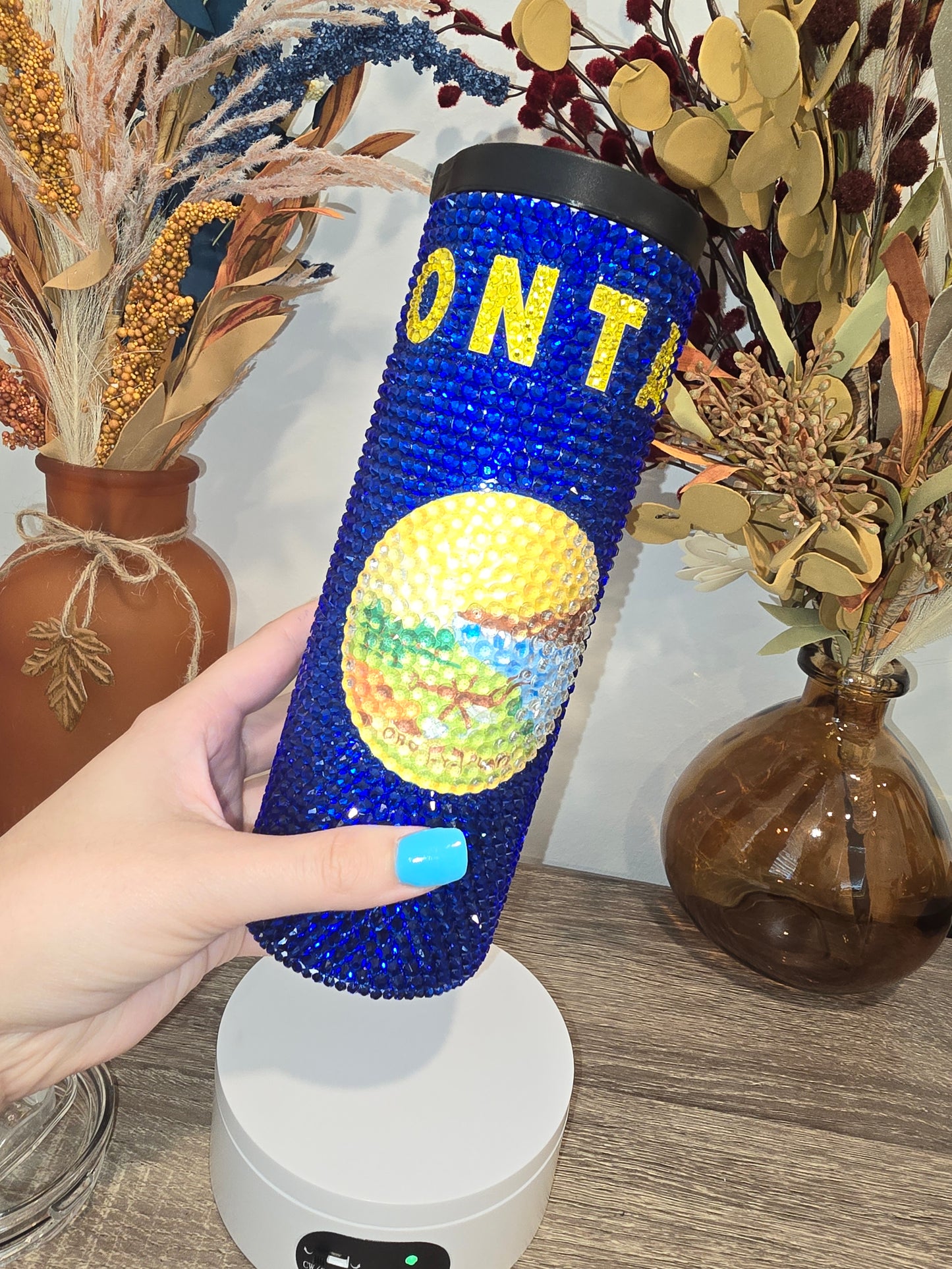 Montana Flag Rhinestone tumbler