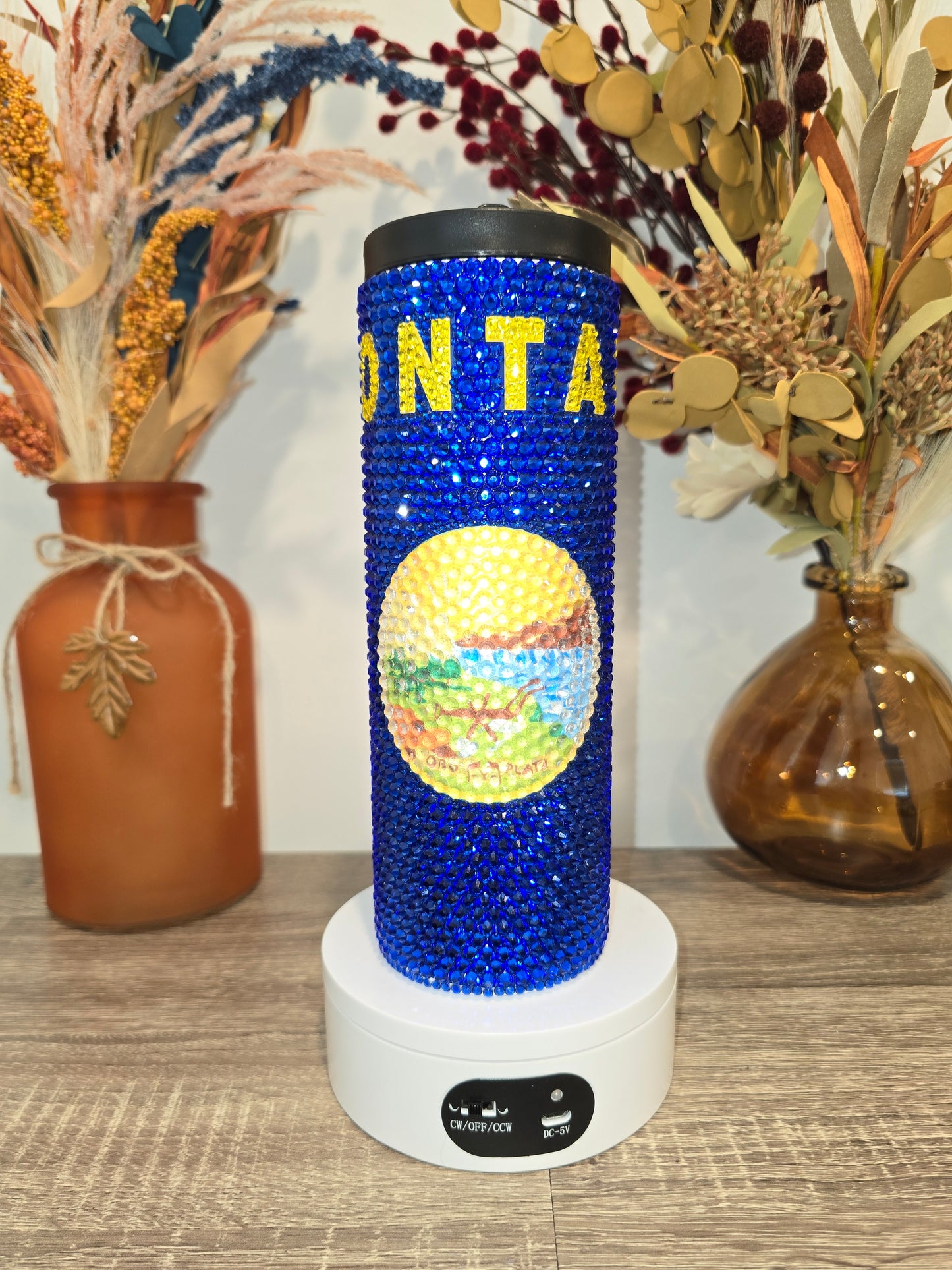 Montana Flag Rhinestone tumbler