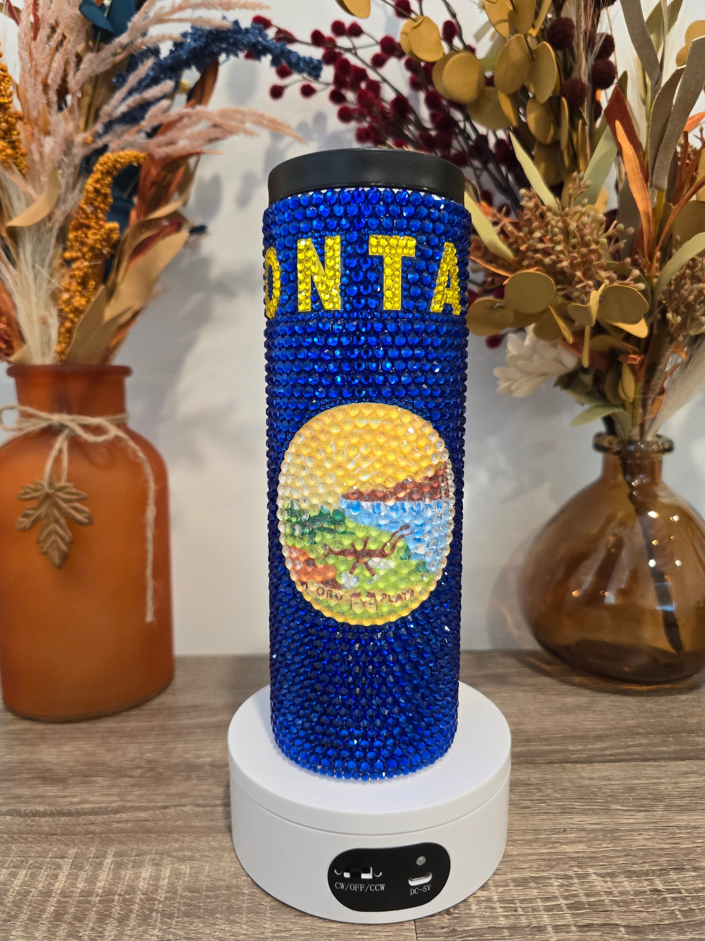 Montana Flag Rhinestone tumbler