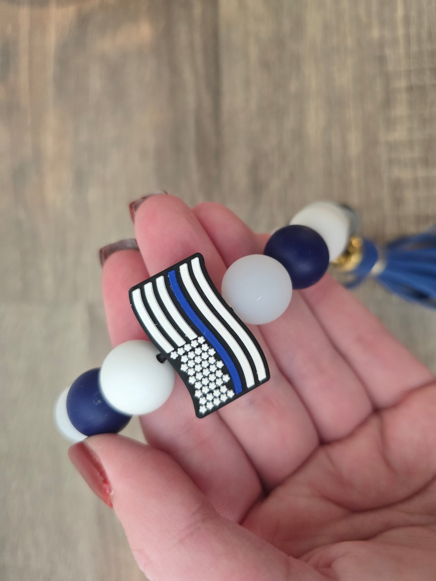 Blue Line Flag Keychain
