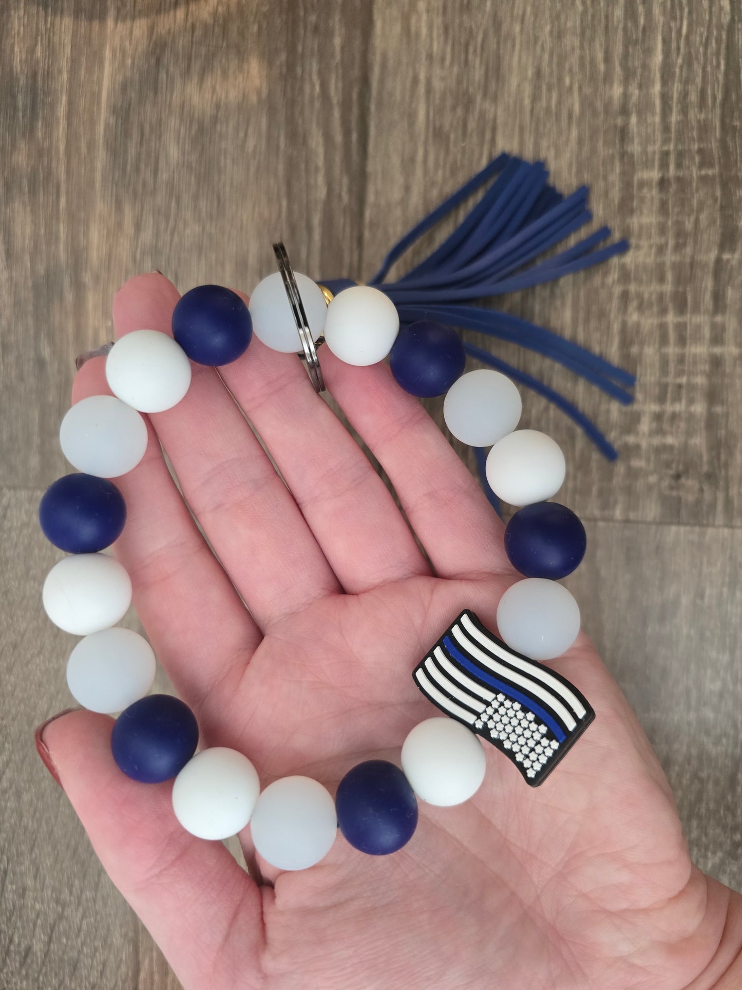Blue Line Flag Keychain