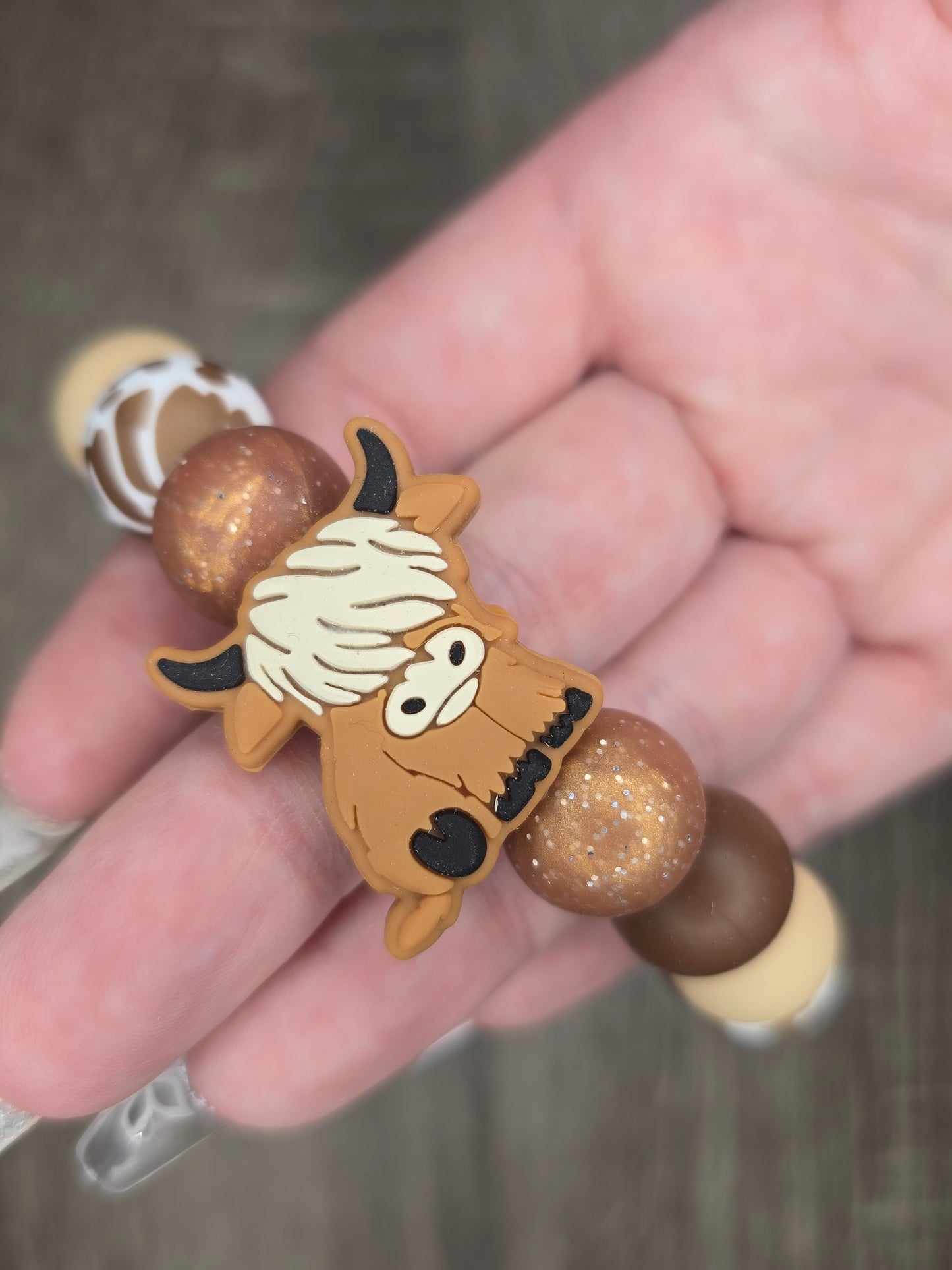 Highland Cow Wristlet Keychain
