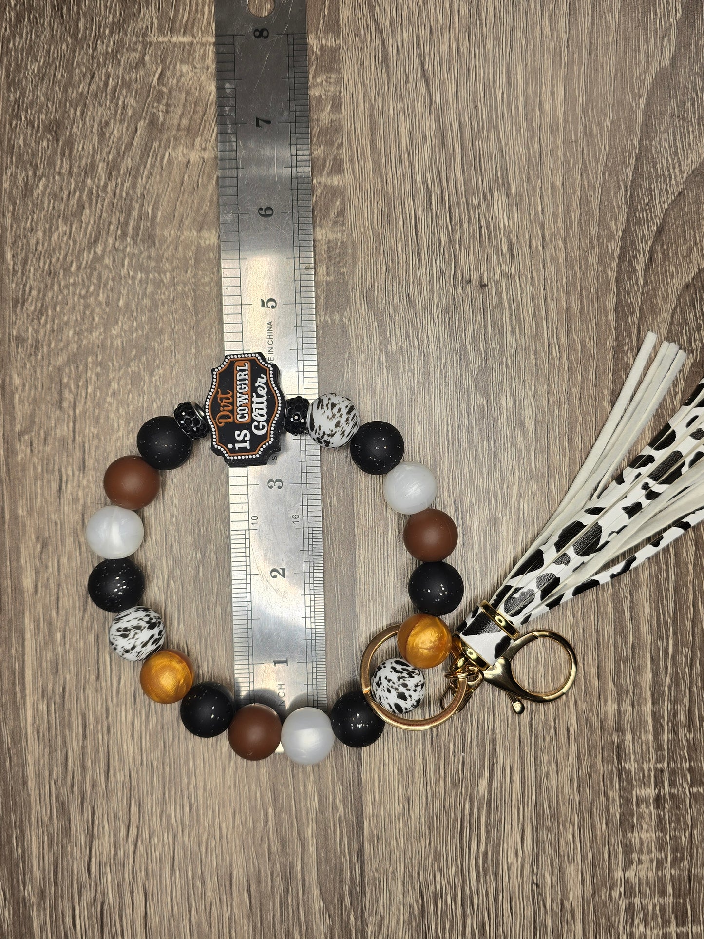 Dirt Is Cowgirl Glitter Wristlet Keychain