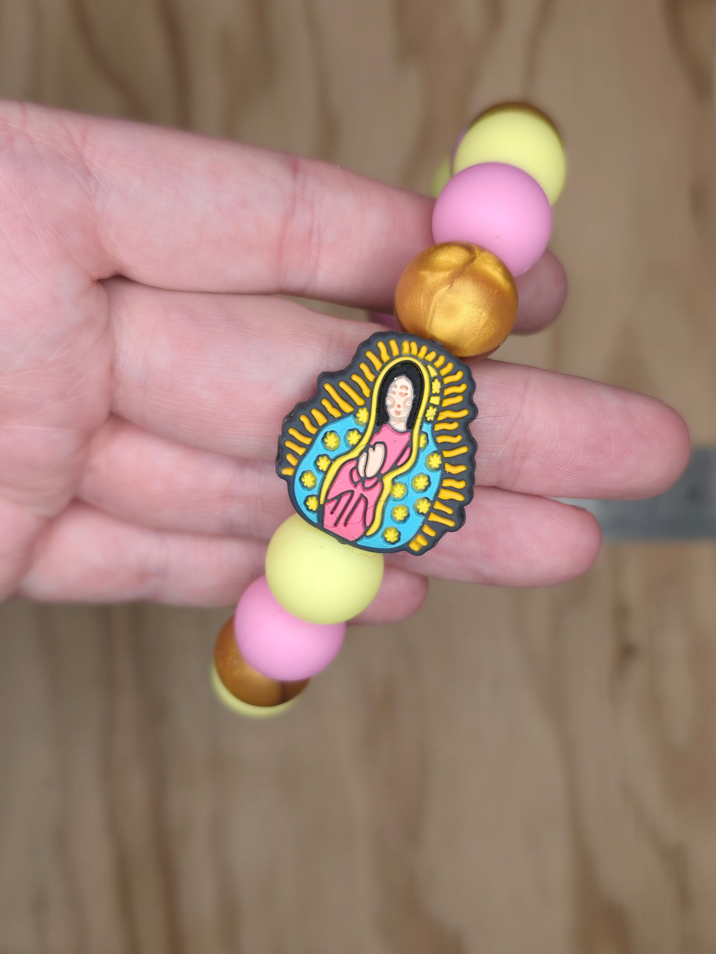 Mother Mary and Cross Wristlet Keychain