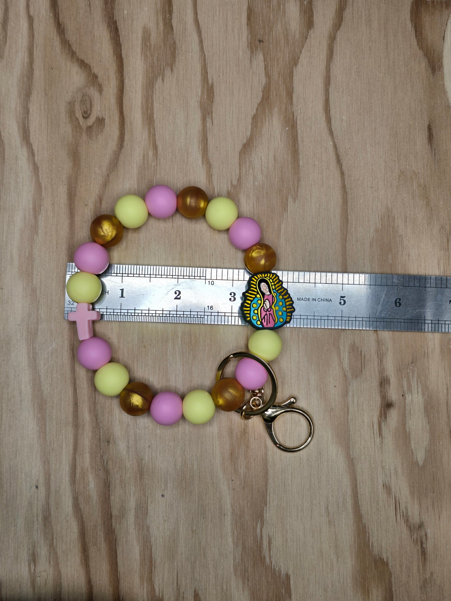 Mother Mary and Cross Wristlet Keychain