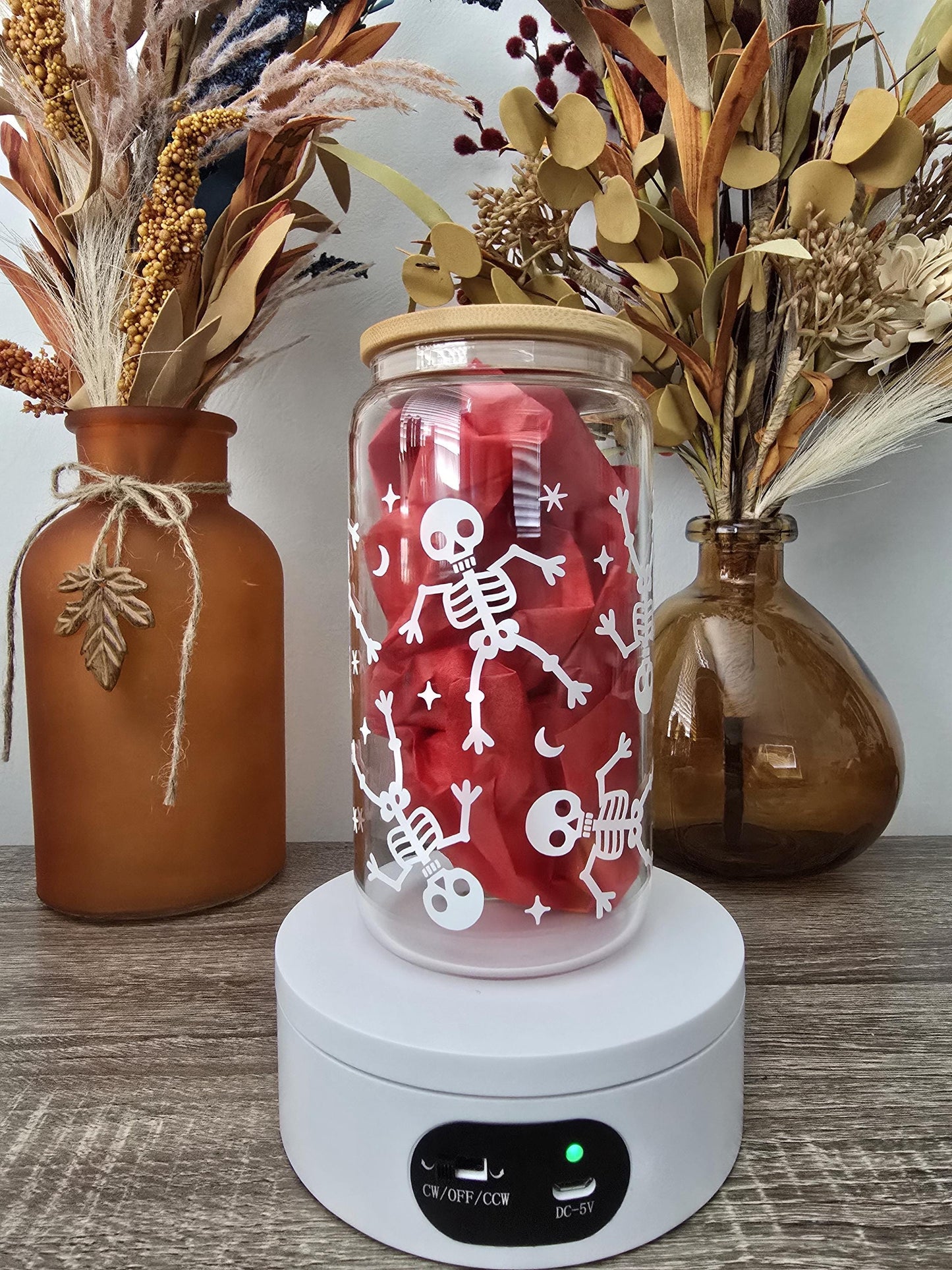 Spooky Scary Skeletons Glass Can