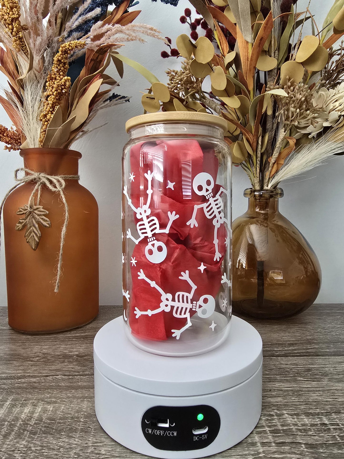 Spooky Scary Skeletons Glass Can