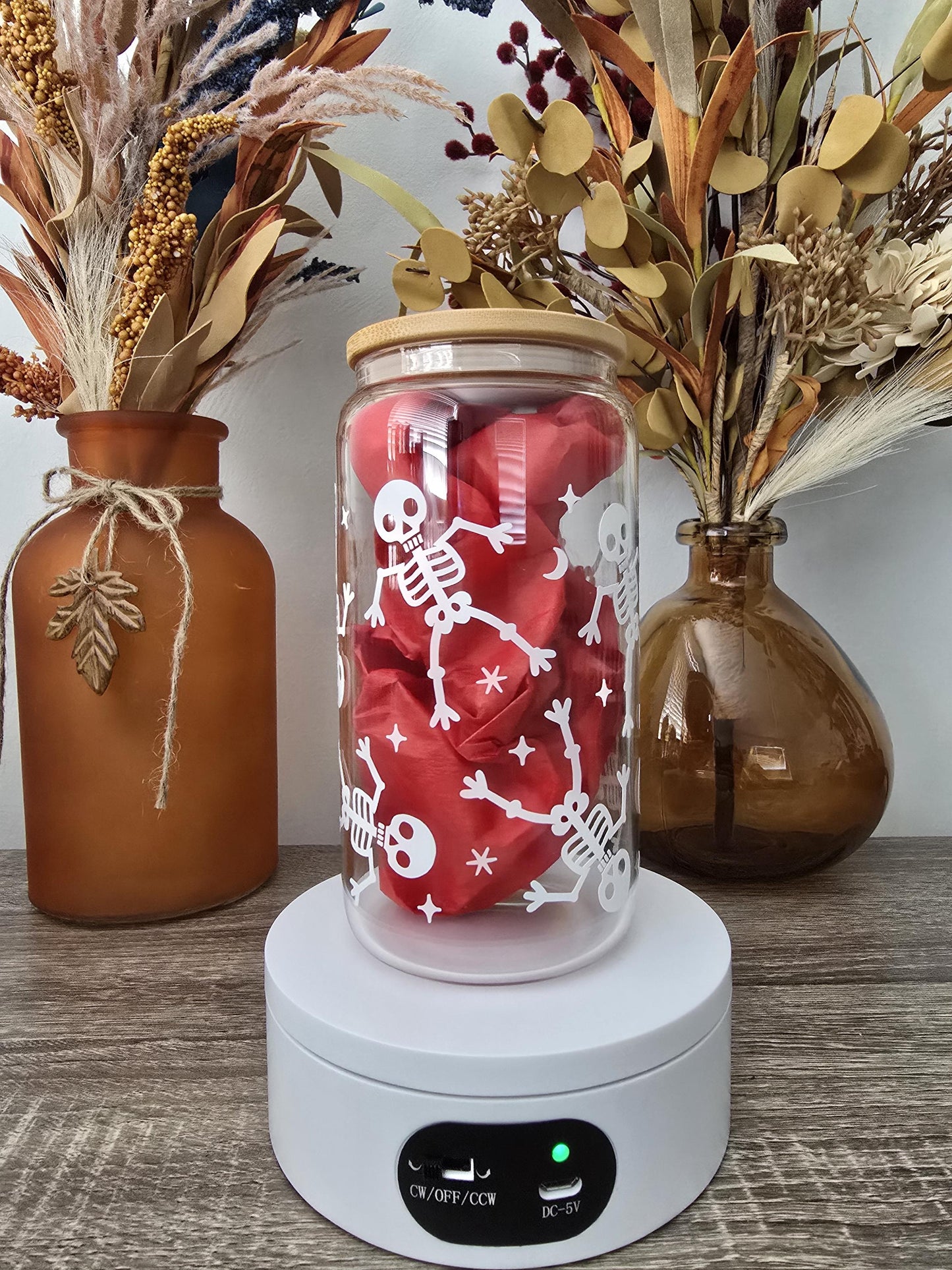 Spooky Scary Skeletons Glass Can