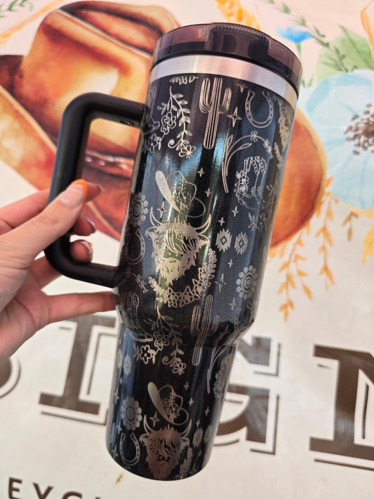 Highland Cow Western 40 Tumbler